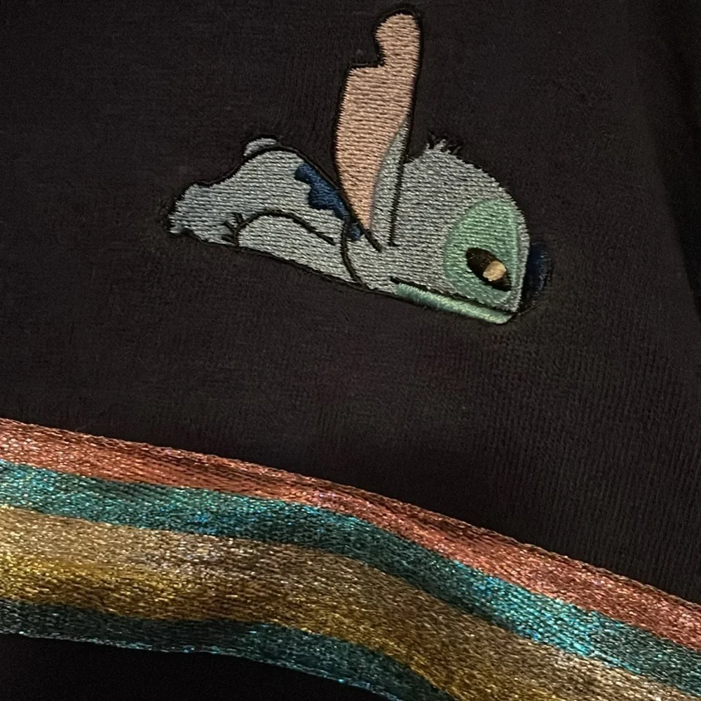 Disney Stitch Blue Rainbow Sparkle Quarter Zip Sweatshirt